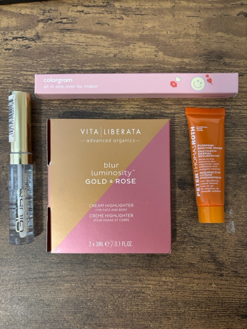 Beauty Bundle - Highlighter, Lip Gloss, Face Mask, & Over-Lip Maker